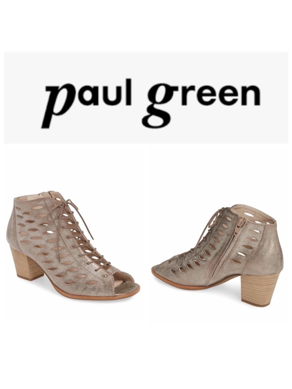 Paul Green “Bali” Lace-up Booties Sandals 8